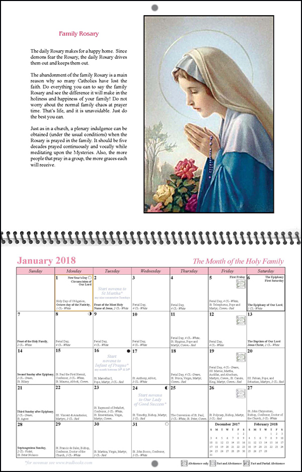 calendar The Power of the Rosary: January spread 