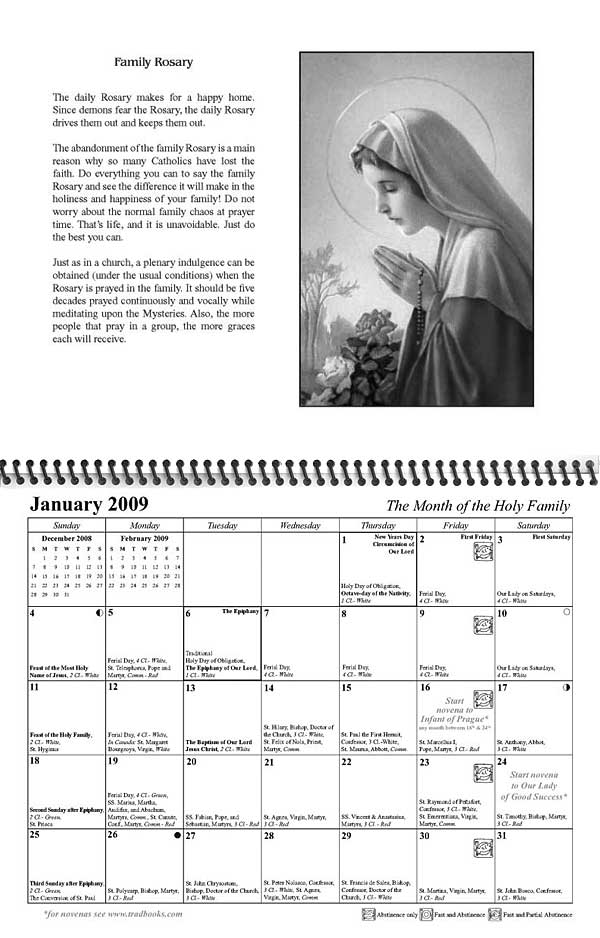 calendar 2009: January spread Canadian version
