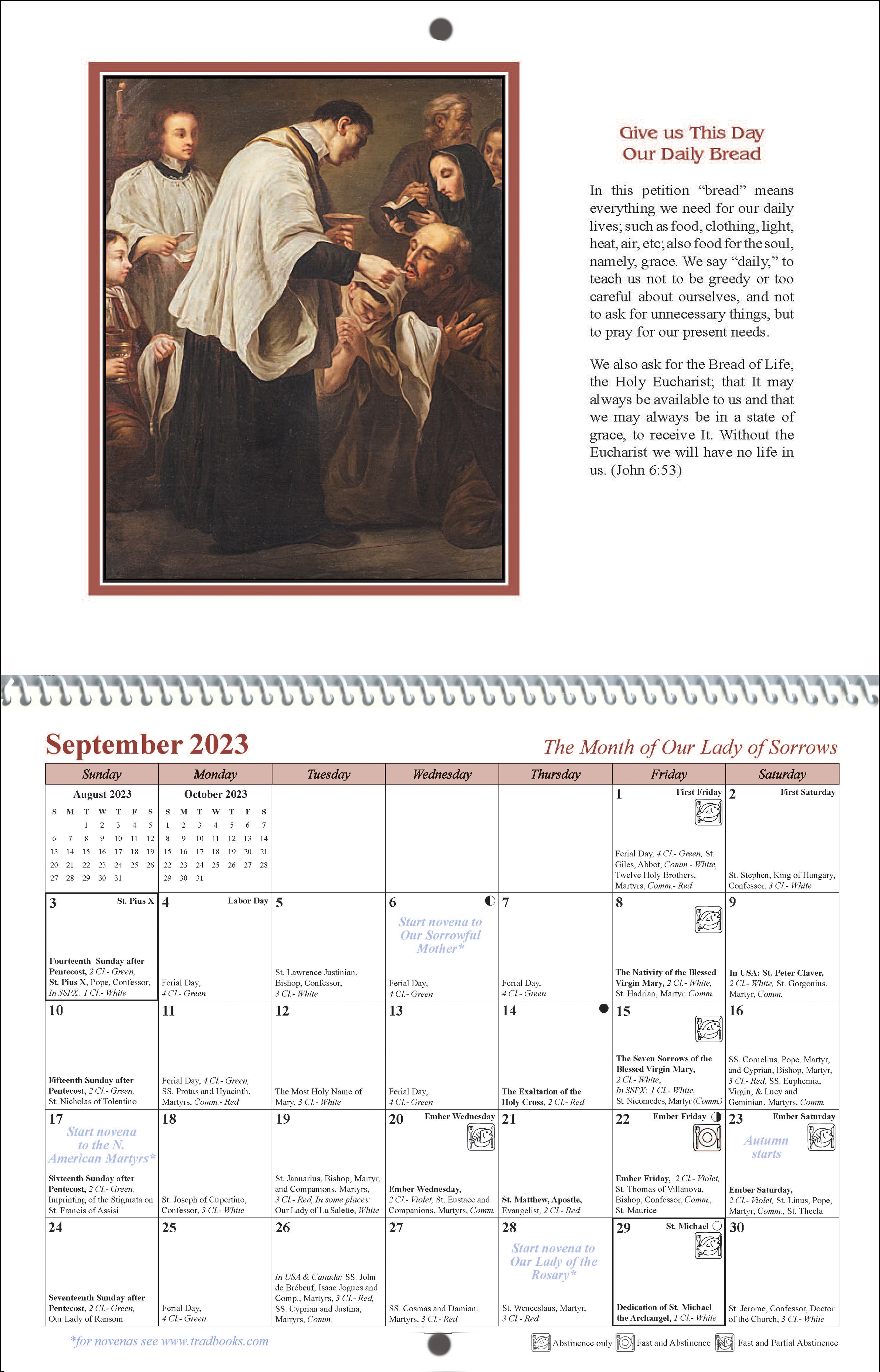 calendar The Lord's Prayer