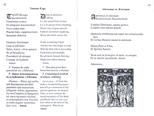 booklet spread showing Tantum Ergo and Adoremus in Aeternum