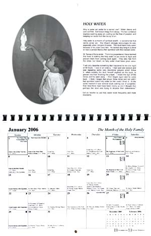calendar: January holy water spread