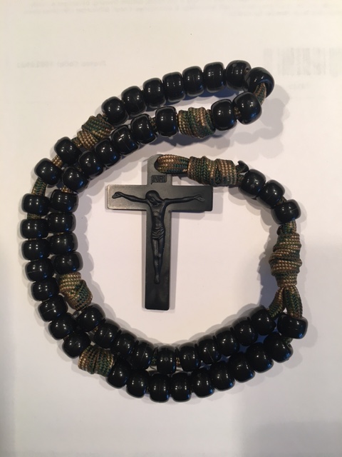black cord and black bead paracord rosary