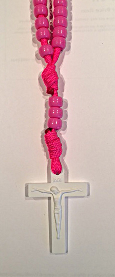 pink cord and pink bead paracord rosary